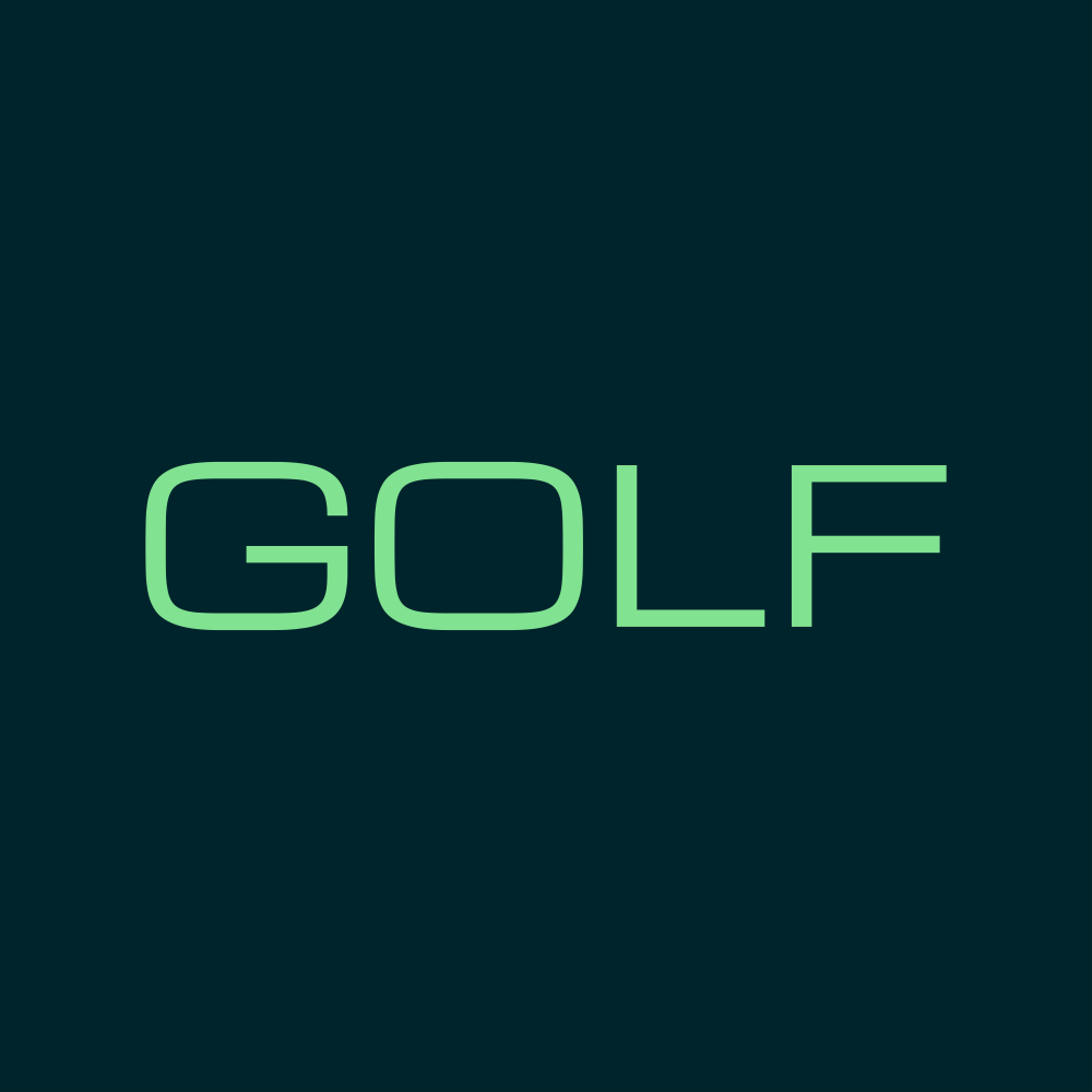 Modern font golf text logo maker idea.
